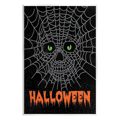 Stupell Industries Spooky Halloween Spider Web Skull Wall Plaque Art