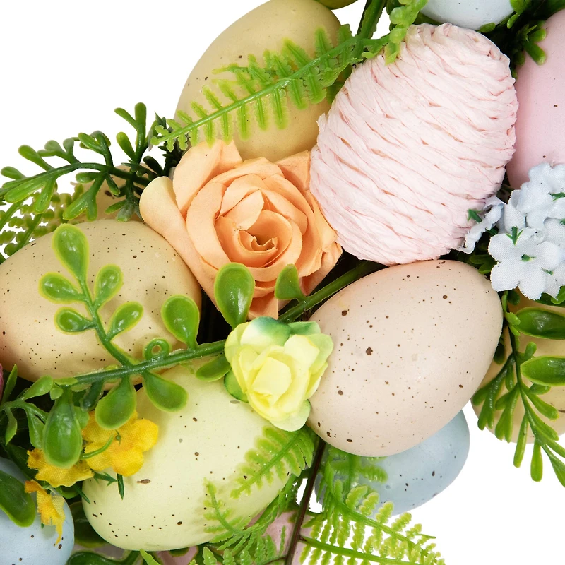 15" Artificial Floral Easter Egg Spring Wreath