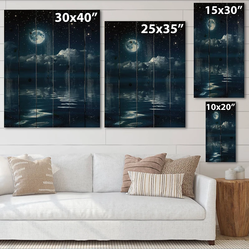 Designart - Full Moon in Cloudy Night Sky I