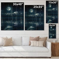 Designart - Full Moon in Cloudy Night Sky I