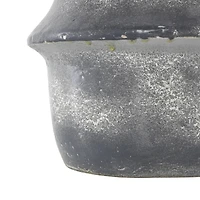 16" Light Gray Paper Mache Distressed Fluted Vase with Ring Handle