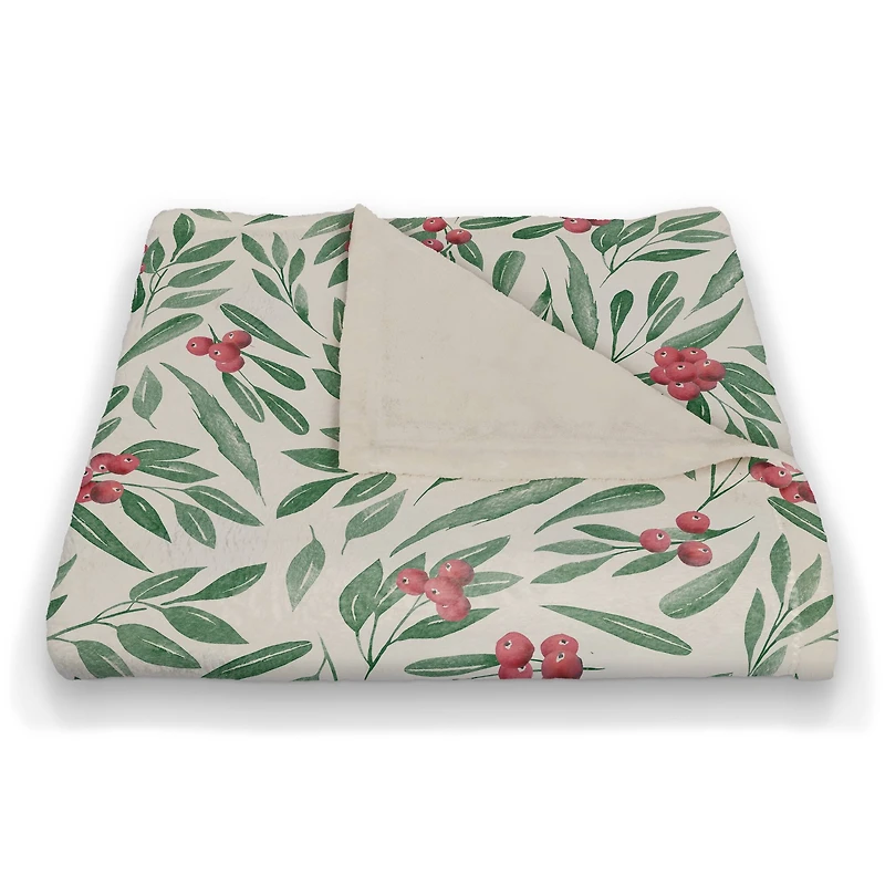 Holly Berries 50x60 Coral Fleece Blanket