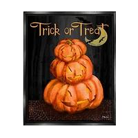 Stupell Industries Trick Or Treat Halloween Jack-o-Lantern Framed Floater Canvas Wall Art