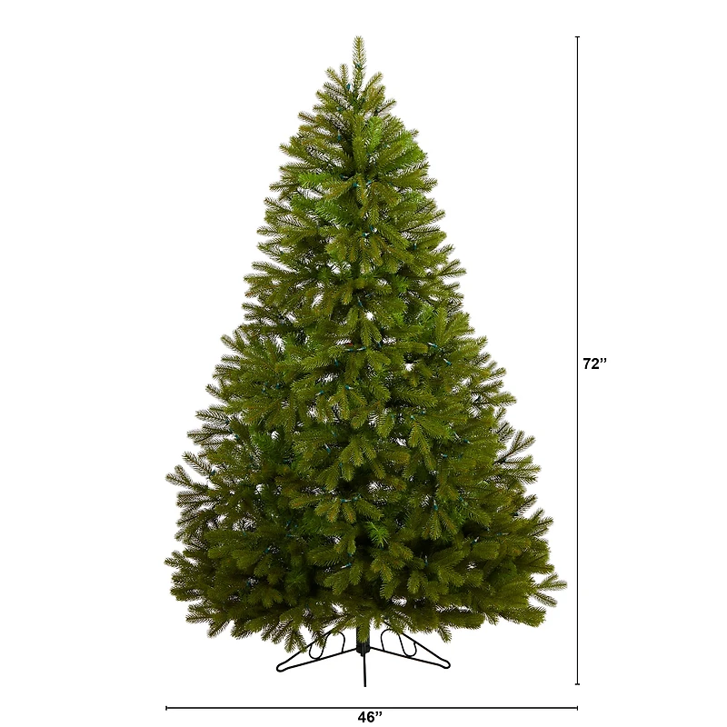 6ft. Pre-Lit Cambridge Spruce Flat Back Artificial Christmas Tree, Warm White LED Lights