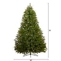 6ft. Pre-Lit Cambridge Spruce Flat Back Artificial Christmas Tree, Warm White LED Lights