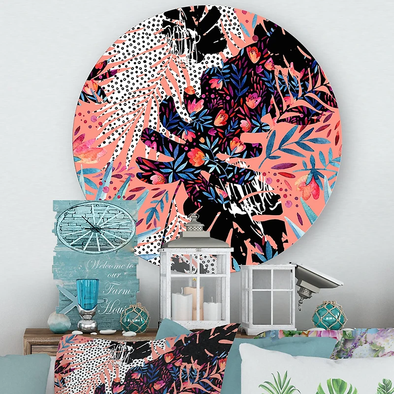 Designart - Tropical Floral Patchwork II