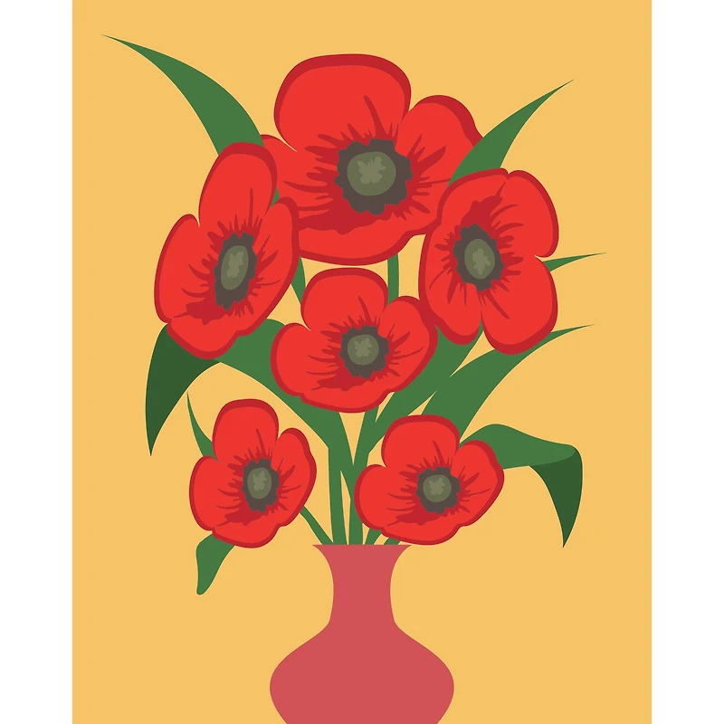 8" x 10" Red Flowers with Vase Paint-by-Number Kit by Artist's Loft®