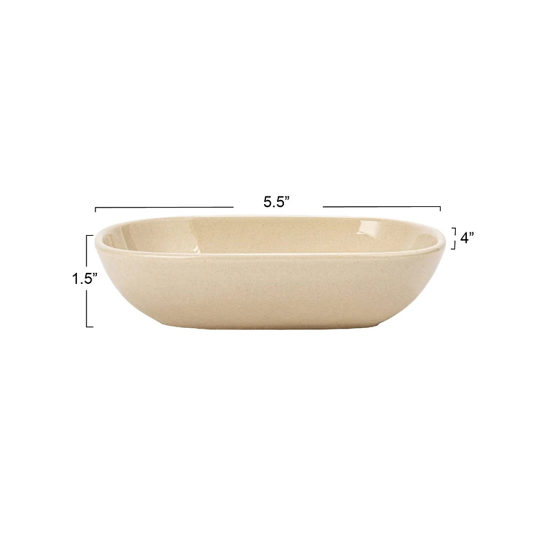 Hello Honey® 5.5" Cream & Black Floral Stoneware Dish, 4ct.