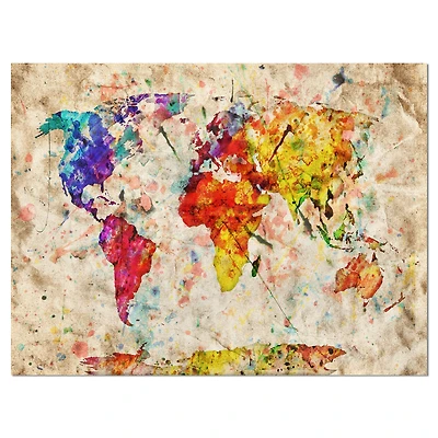 Designart - Vintage World Map Watercolor
