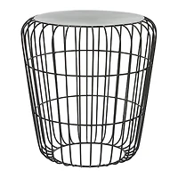 Gray Tin Industrial Outdoor Accent Table