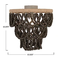 Hello Honey® Dark Gray Wood Bead & Metal Semi-Flush Light