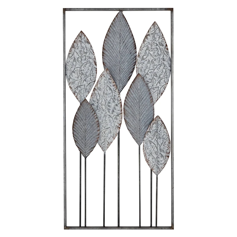 Silver Iron Leaves Wall Decoration