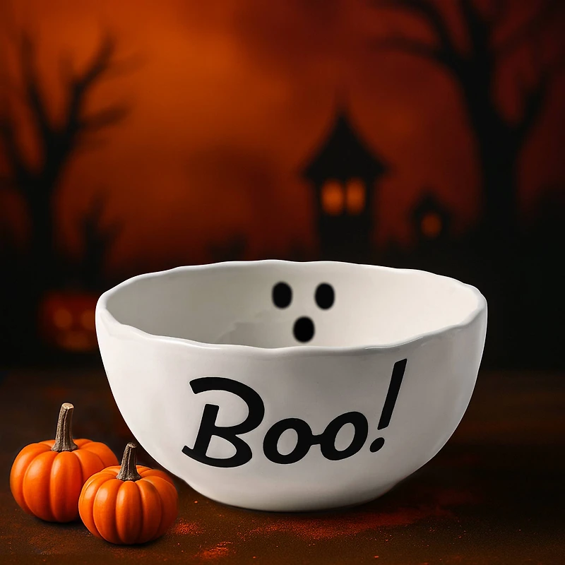 8.75" White Ghost Ceramic Bowl by Makery™