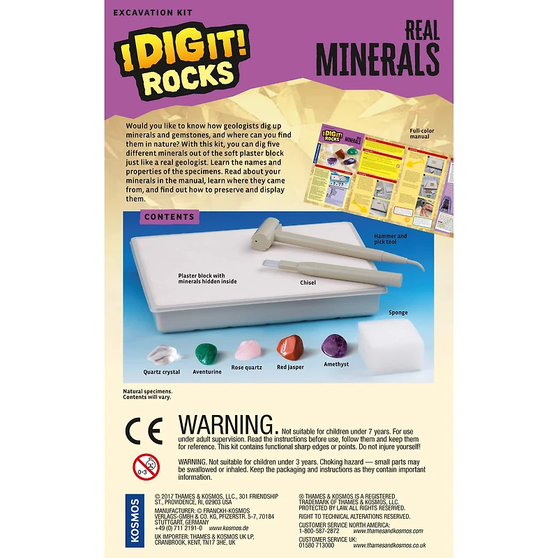 Thames & Kosmos I Dig It! Rocks Real Minerals Excavation Kit