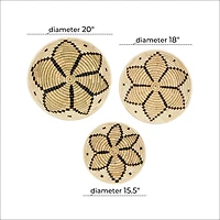 Set of 3 Brown Wood Boho Style Wall Decor 20", 18", 15"