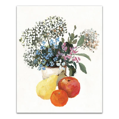 Fruit and Flower Still Life 16" x 20" Canvas Wall Art