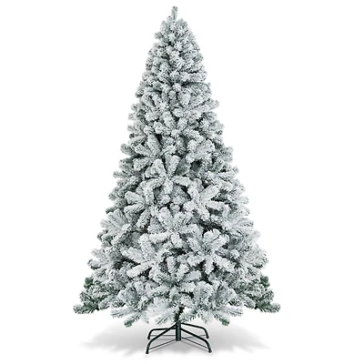 Costway 7.5ft. Unlit Snow Flocked Artificial Christmas Tree