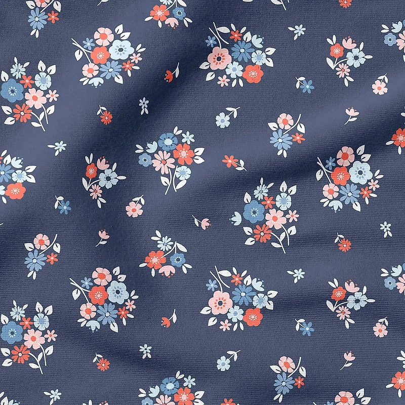 Fabric Editions Navy Carolina Bouquet Cotton Fabric