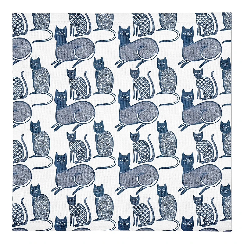 Blue Cat Pattern 10" x 10" Cotton Twill Napkin