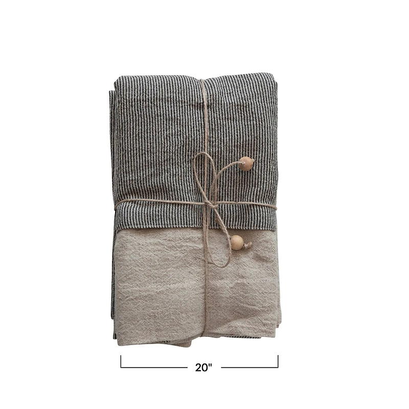 Hello Honey® Black & Ivory Linen Half Apron & Tea Towel Set