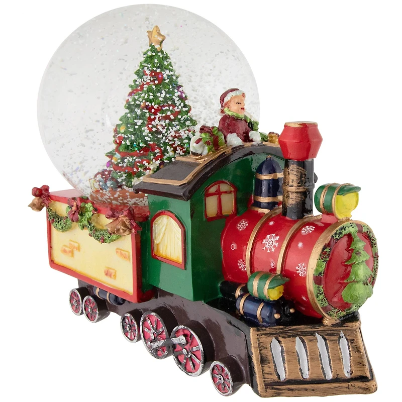 Elf Train Musical Christmas Snow Globe - 8"