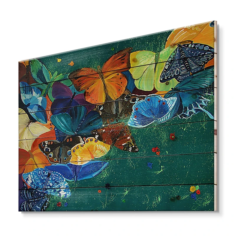 Designart - Colour Butterflies On A Gree