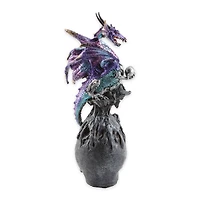 10" Mystical Dragon Atop A Black Skull Figurine