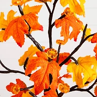 2ft. Pre-Lit Autumn Maple Artificial Fall Tree with 24 Warm White LED & Pumpkin Shaped Lights with Detachable Base