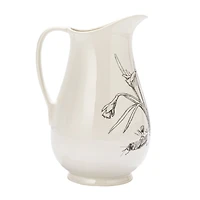 Hello Honey® 2qt. White & Charcoal Flower Design Stoneware Pitcher