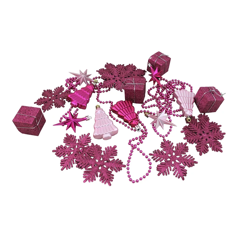 125ct. Bubblegum Pink Shatterproof 4-Finish Christmas Ornaments