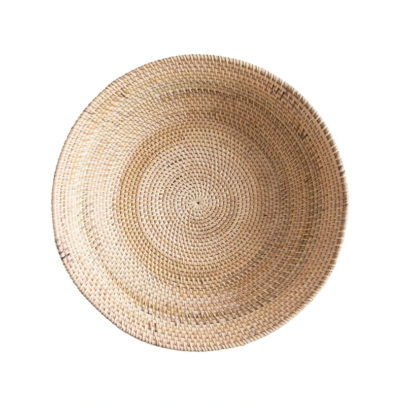 Hello Honey® 18" Natural Round Hand-Woven Rattan Footed Bowl