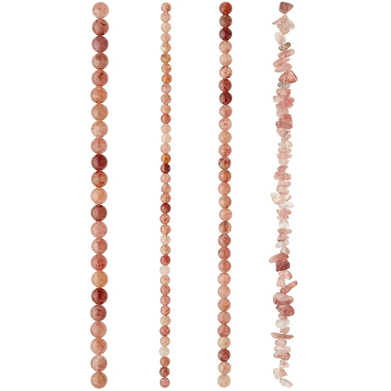 Strawberry Quartz Semi-Precious Beads Value Pack by Bead Landing™