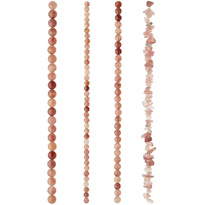 Strawberry Quartz Semi-Precious Beads Value Pack by Bead Landing™