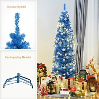 Costway 6ft.Unlit Blue Pencil Slim Tree Artificial Christmas Tree