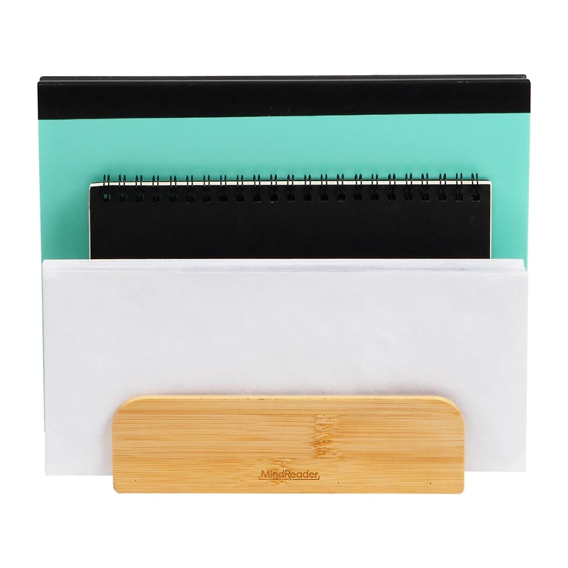 Mind Reader 3-Tier Mail Sorter, Desktop Organizer, Mail Organizer, Modern, Office, Bamboo, Brown