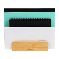 Mind Reader 3-Tier Mail Sorter, Desktop Organizer, Mail Organizer, Modern, Office, Bamboo, Brown