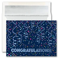 JAM Paper Confetti & Streamers Blank Congratulations Cards & Envelopes Set