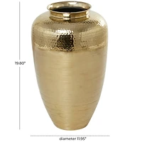 20" Gold Aluminum Brushed Vase with Hammered Top