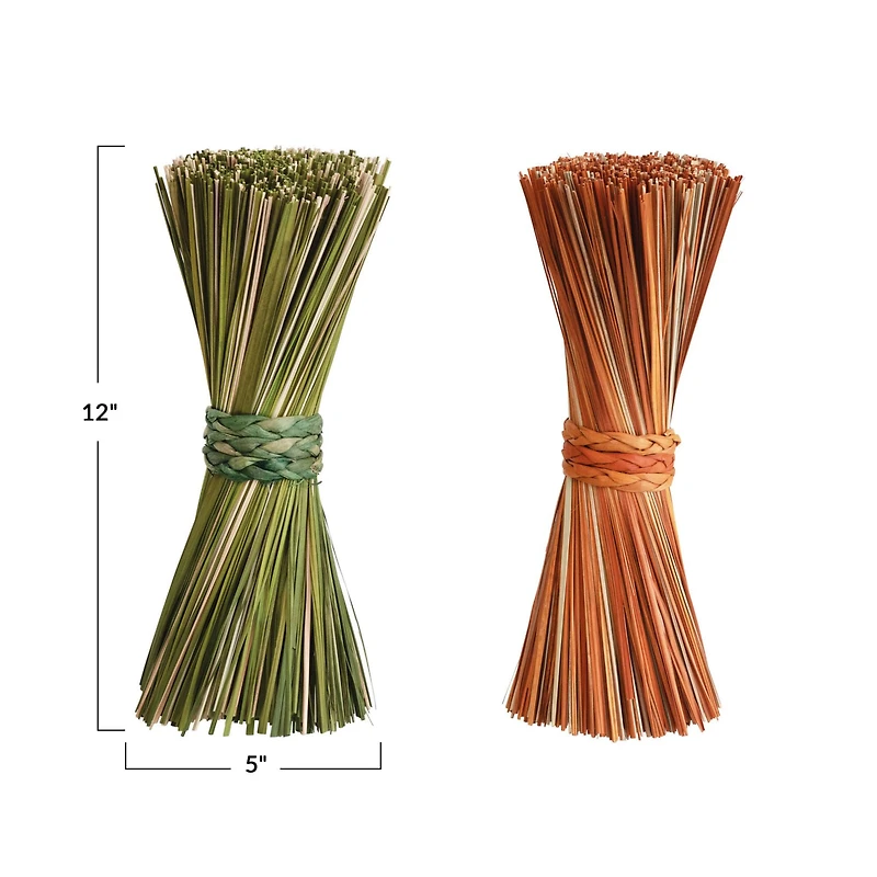 Hello Honey® 12" Green & Orange Grass Bundle Set with Braided Seagrass Ties