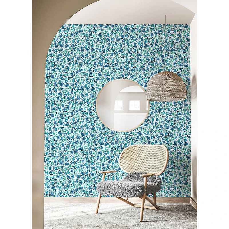 RoomMates Blue & Green Brushstroke Leopard Peel and Stick Wallpaper