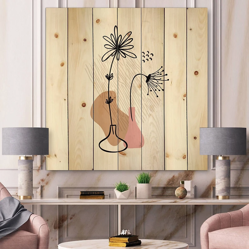 Designart - Abstract Flowers On Minimal Shapes III