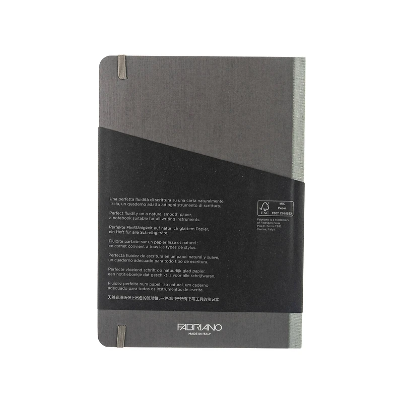 Fabriano® EcoQua Plus A5 Lined Gray Fabric-Bound Notebook