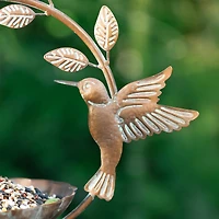 Glitzhome® 25" Faux Copper Patina Finish Hummingbird Hanging Bird Feeder
