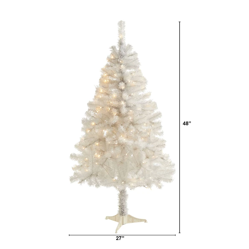 4ft. Pre-Lit White Artificial Christmas Tree, Clear LED Lights