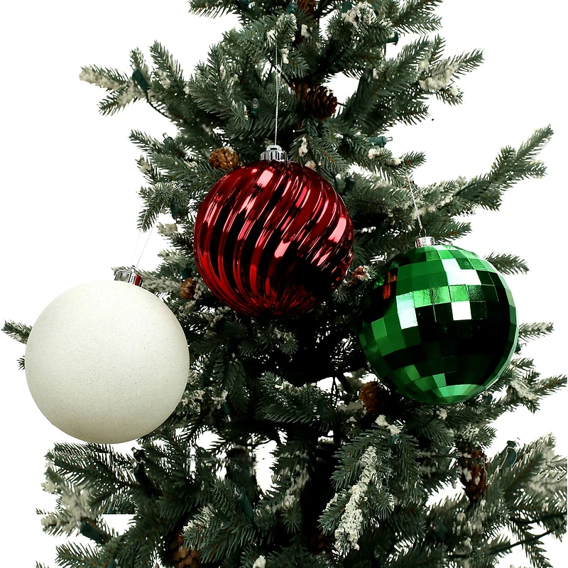 5 Pack 5.7" Red, Green & Silver Peppermint Lane Shatterproof Ornaments by Ashland®