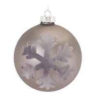 6ct. Taupe Fabric Snowflake Design Glass Ball Ornaments