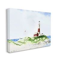 Stupell Industries Red Striped Lighthouse on Coastal Cliff Canvas Wall Art