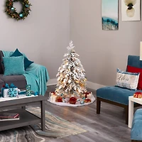 4ft. Pre-Lit Flocked Montana Down Swept Spruce Artificial Christmas Tree with Clear LED Lights