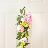 24" Pink Mixed Peony & Hydrangea Teardrop Swag