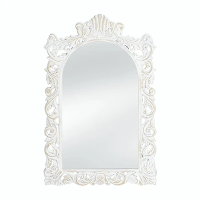 23" Grand Distressed White Wall Mirror